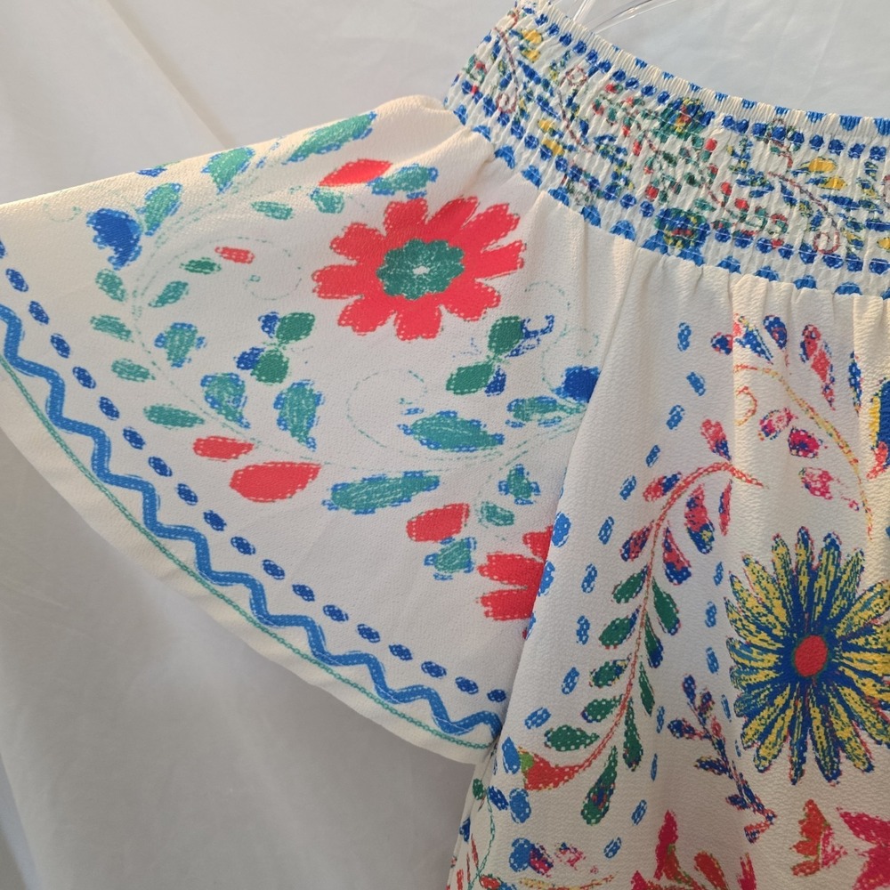 Flying Tomato Floral Off The Shoulder Top Textured Boho-chic Bell Sleeves Sz L - Picture 5 of 11